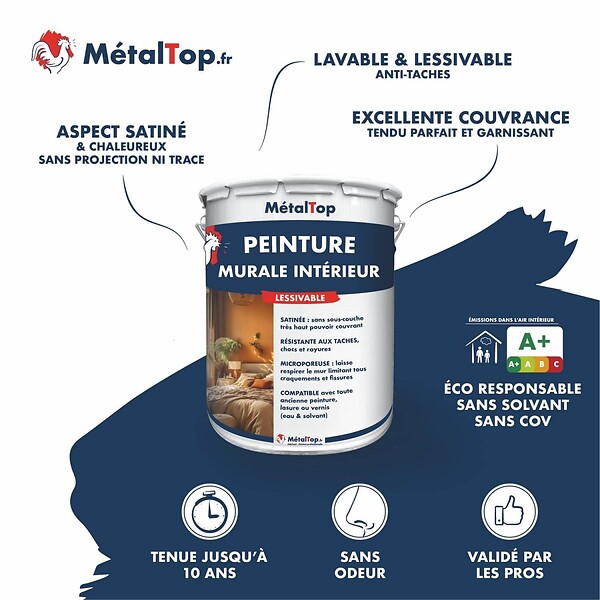 METALTOP - Peinture Murale Interieur -  Vert sapin - RAL 6009 - Pot 1L - large