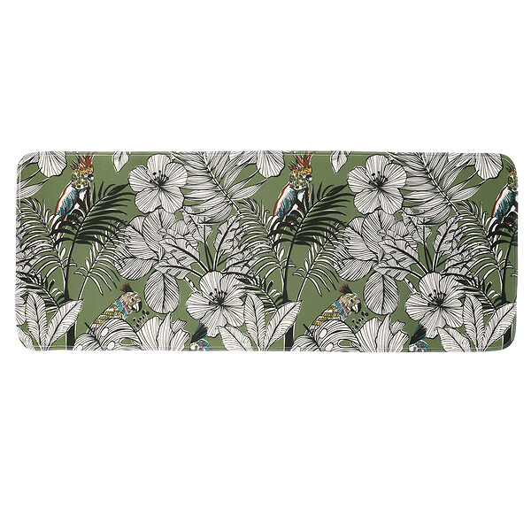 TENDANCE - Grand Tapis de salle de bain en Microfibre 45 x 120 cm déco Jungle Fever kaki - large