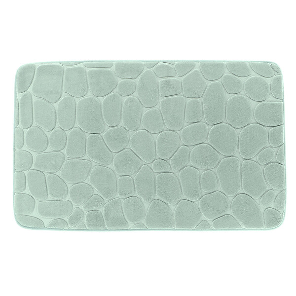 TENDANCE - Tapis de salle de bain Vert Eucalyptus en Microfibre à mémoire de forme 50 x 80 cm - large