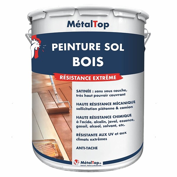 METALTOP - Peinture Sol Bois -  Rouge vin - RAL 3005 - Pot 1L - large