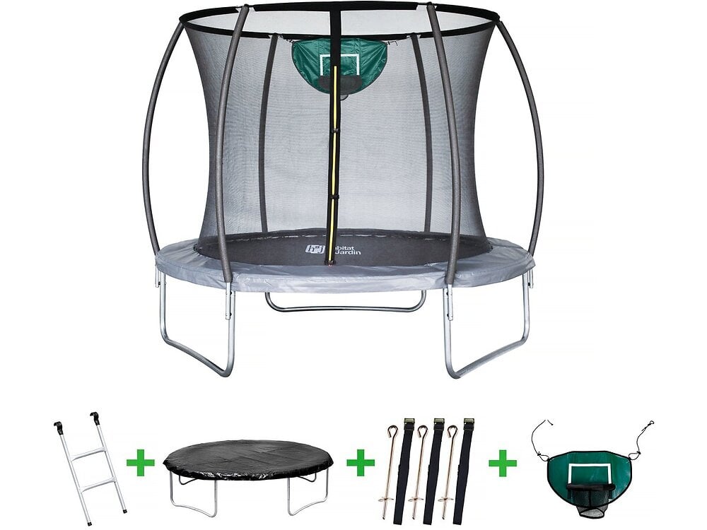 Trampoline+avec+filet+interieur+jumper+-+Ø+4,88+m+-+Gris