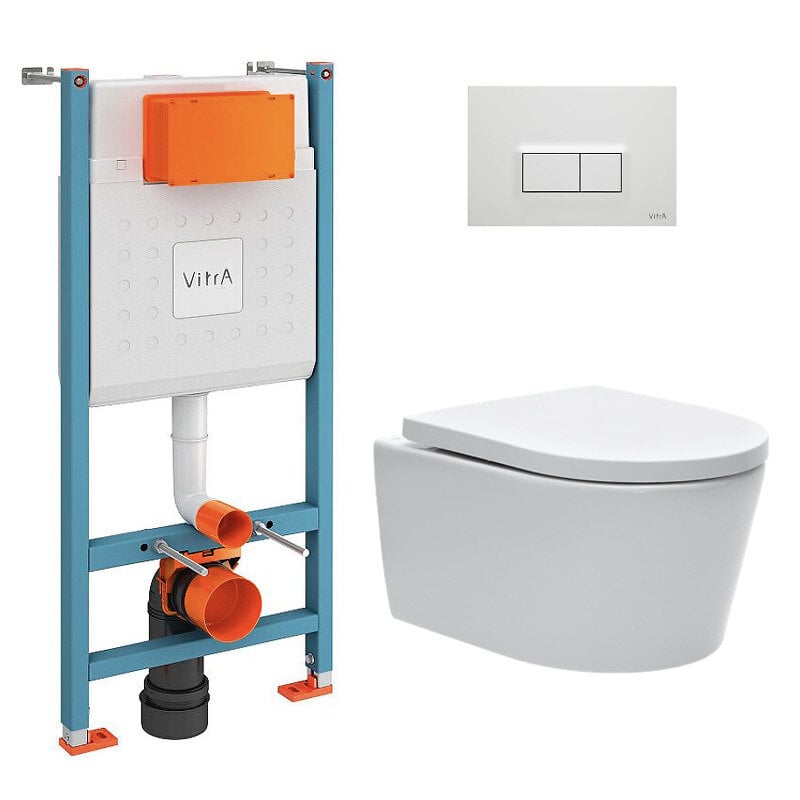 Vitra+Pack+WC+Bâti-support+V-Fix+Core+++WC+SAT+sans+bride+et+fixations+invisibles+++Plaque,+Blanc+brillant+(V-FixSATrimless-1)