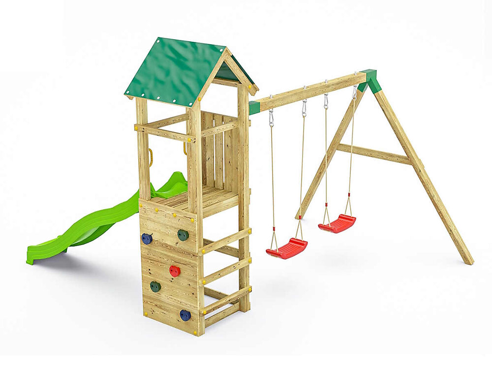 Aire+de+jeux+Charly+avec+balancoire+double+et+mur+d%27escalade+-+Fungoo