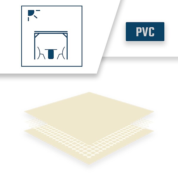 TECPLAST - Toile Pergola sans Oeillets 3x5 m Ivoire - Garantie 10 ans - XP640PR - Bache PVC étanche - Made in France - large