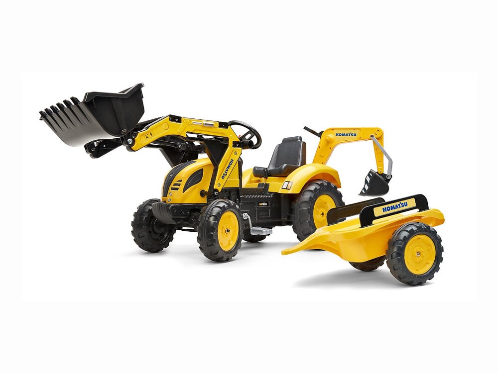 Tractopelle+enfant+Komatsu+avec+remorque+++excavatrice+3+à+7+ans+-+Falk