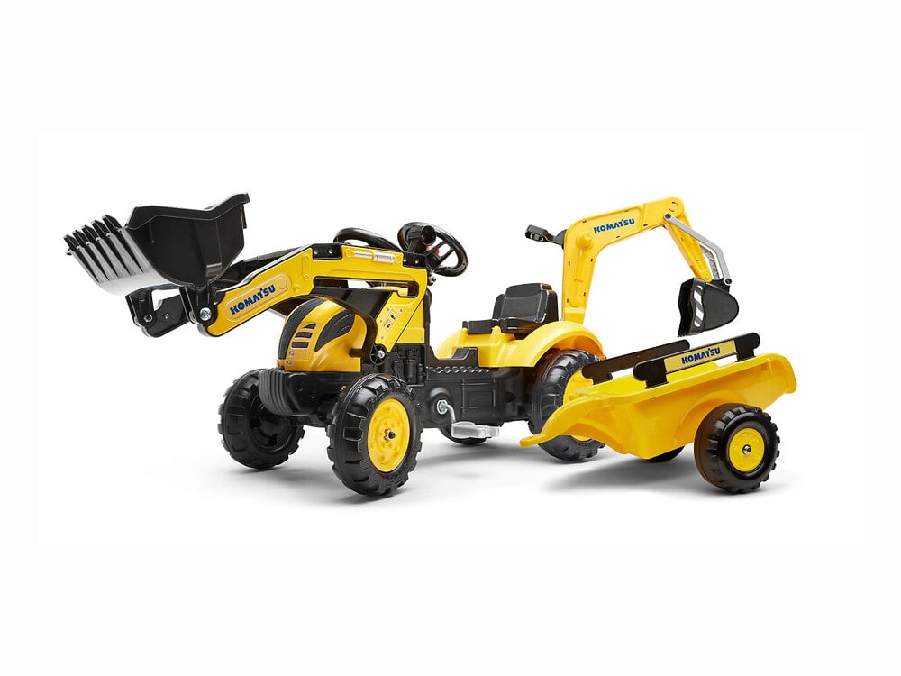 Tractopelle+enfant+Komatsu+WB93R+avec+remorque+++excavatrice+2+à+5+ans+-+Falk