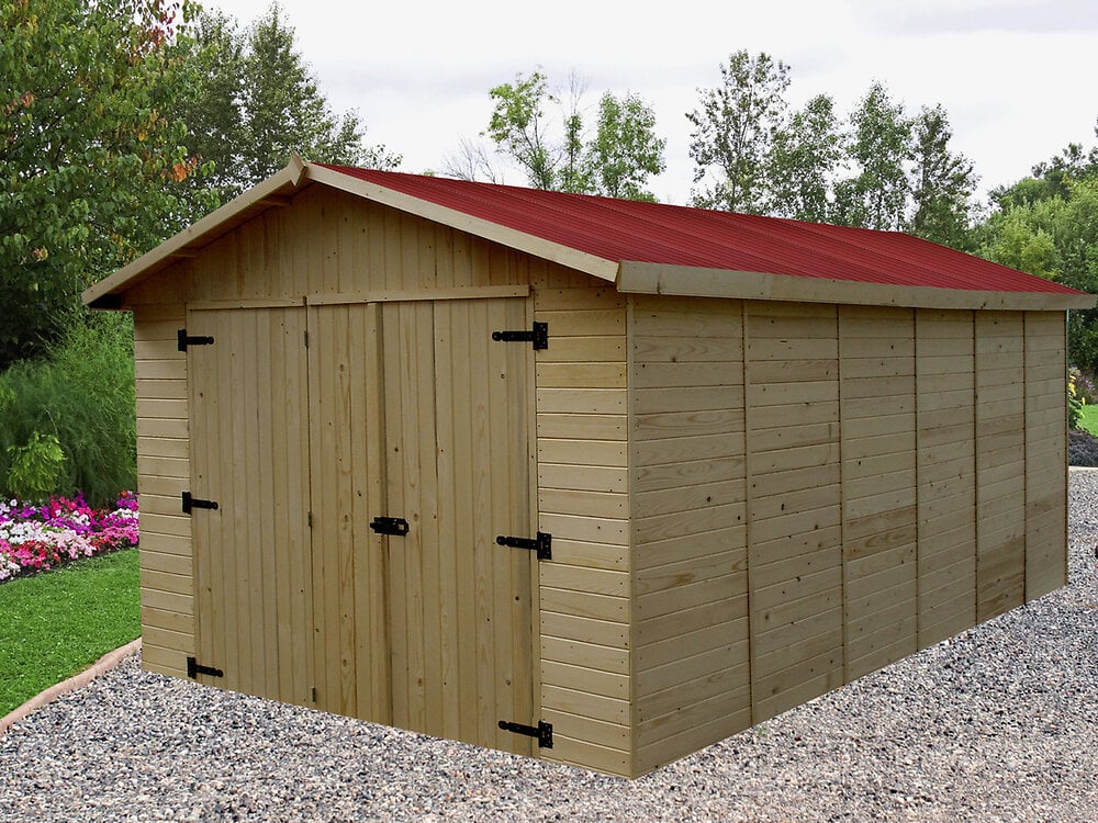 HABRITA - Garage 15.60m² panneaux bois massif 16mm - large