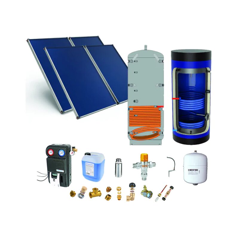 THERMADOR+-+Pack+F+-+SSC+toiture+plate+4+capteurs+solaires,+ballon+chauffage+200L+++ECS+300L+-+PSOL2BCHECS423MP