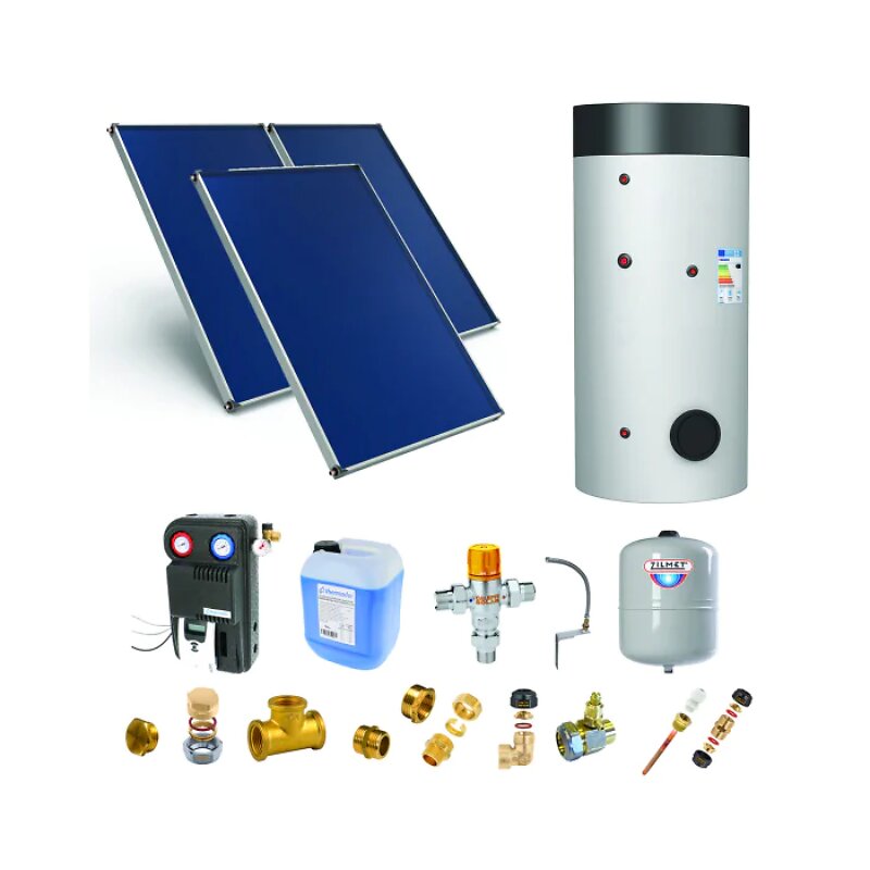 THERMADOR+-+Astrea+Pack+C+-+CESI+:+3+capteurs+solaires+fixation+toiture+inclinee+++ballon+ECS+300L+double+echangeur