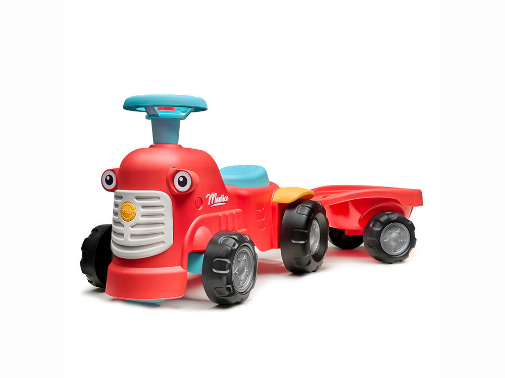 Porteur+tracteur+Maurice+rouge+avec+remorque+1+à+3+ans+-+Falk