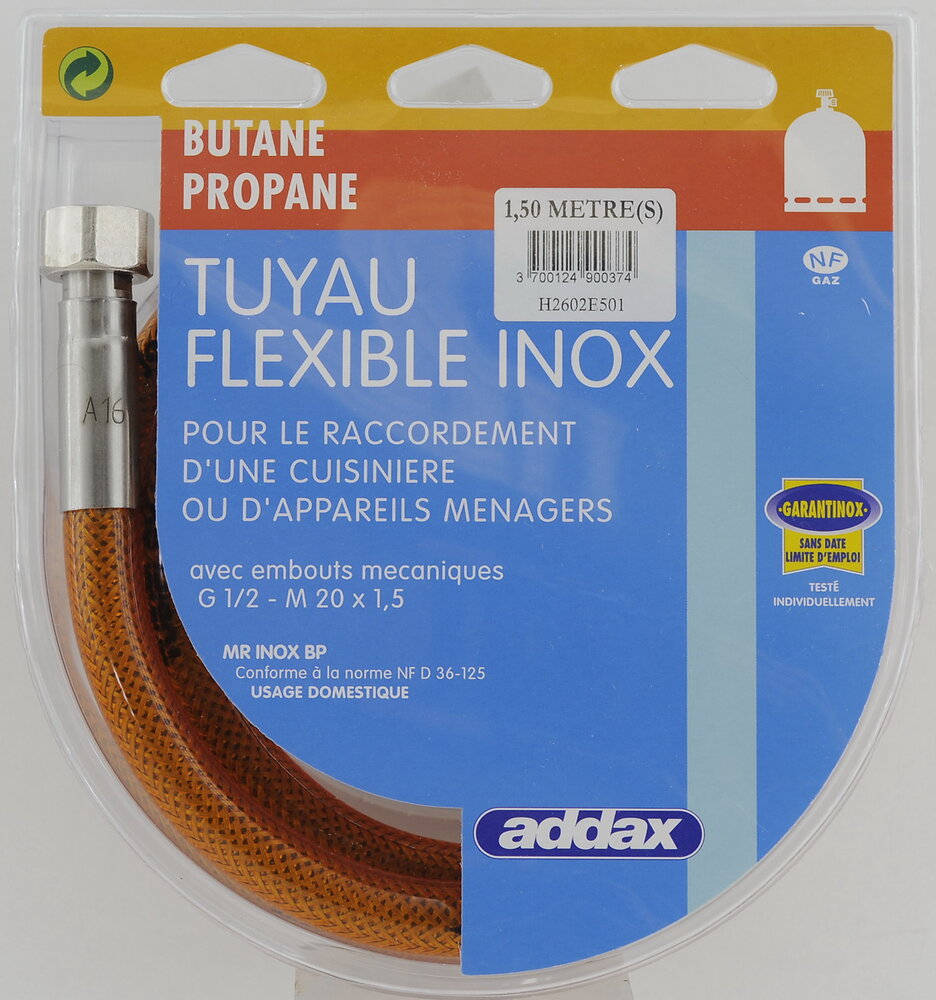 ADDAX - FLEXIBLE INOX BUTANE PROPANE 1M50 - large