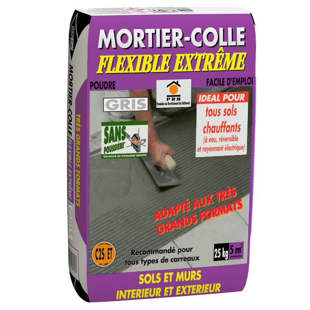 PRB - Mortier-colle flexible extrême gris 25kg - large