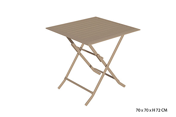 ESSENCIEL - Table pliante aluminium carree taupe mat - large