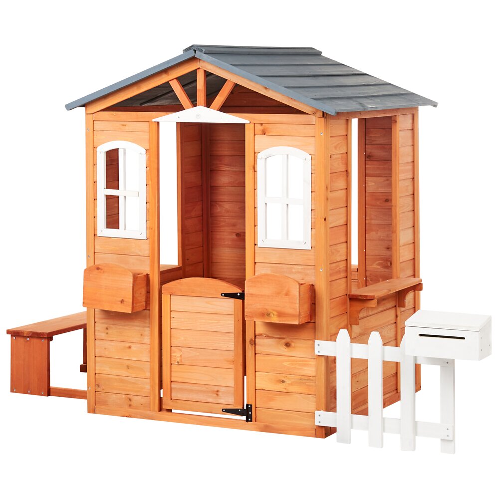 Cabane+de+jardin+pour+enfants+AMPELIKO+Bois+de+sapin+Marron
