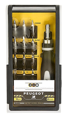 PEUGEOT - Coffret 16 mini embouts de vissage 25 mm intensif usage intensif - large
