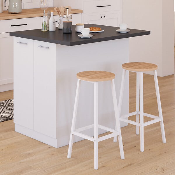 îlot De Cuisine Îlot De Cuisine Extensible 150cm - Table Cachée Marbre - Rangement Intégré Blanc Ilot Cuisine