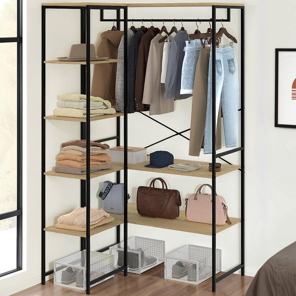 Dressing d'angle modulable double penderie L. 90 / 123 cm DETROIT design industriel