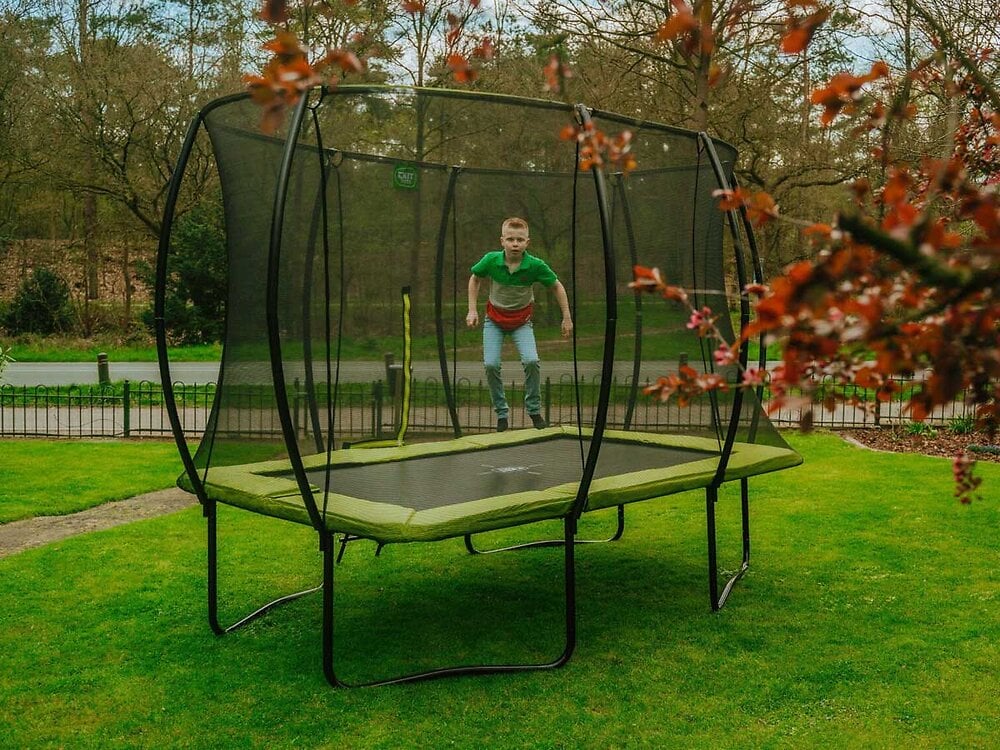 Trampoline+Silhouette+rectangulaire+214+x+305+cm+Vert+-+Exit+Toys