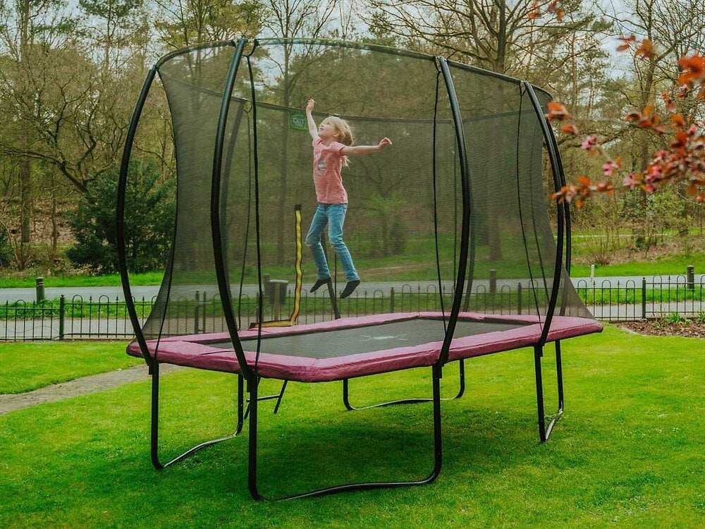 Trampoline+Silhouette+rectangulaire+214+x+305+cm+Rose+-+Exit+Toys