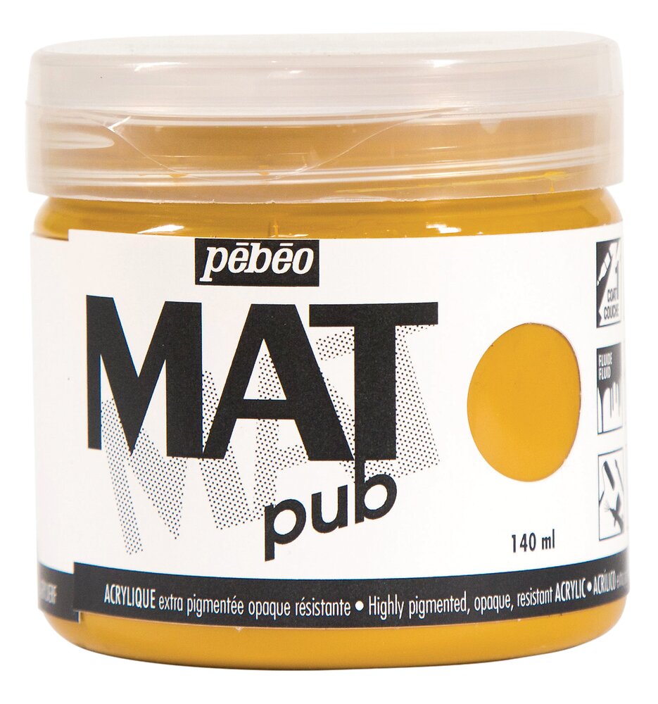PEBEO - Acrylique mat pub PEBEO 140ml ocre jaune - large