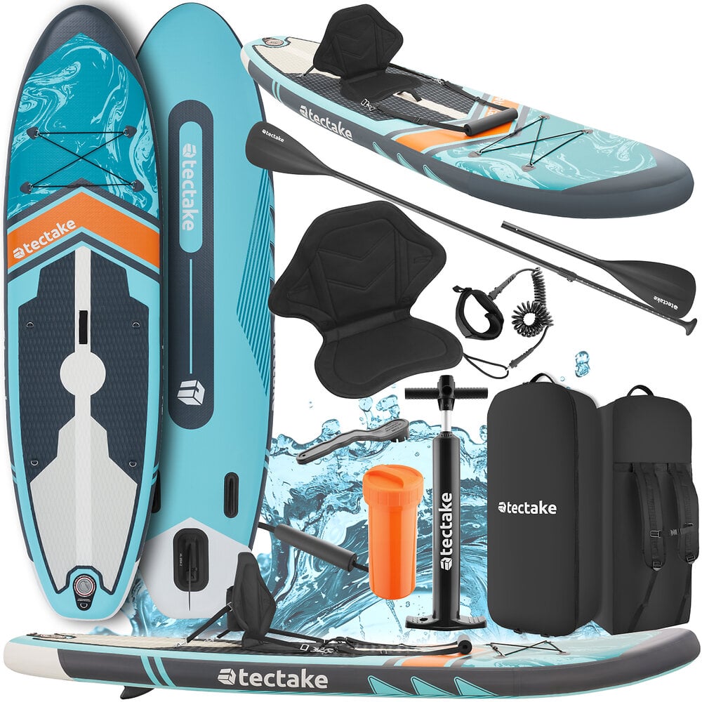 Planche+de+stand-up+paddle+2+en+1+gonflable+kit+complet+avec+sac+à+dos+turquoise/orange