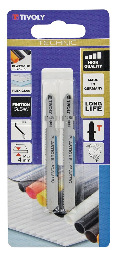 TIVOLY - 2 lames scies sauteuses matériaux spécifiques L75mm, attache T - large