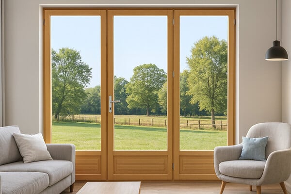 Lot De 3 Portes-fenêtres En Bois Double Vitrage 140x215 Cm - Blanc - Occasion