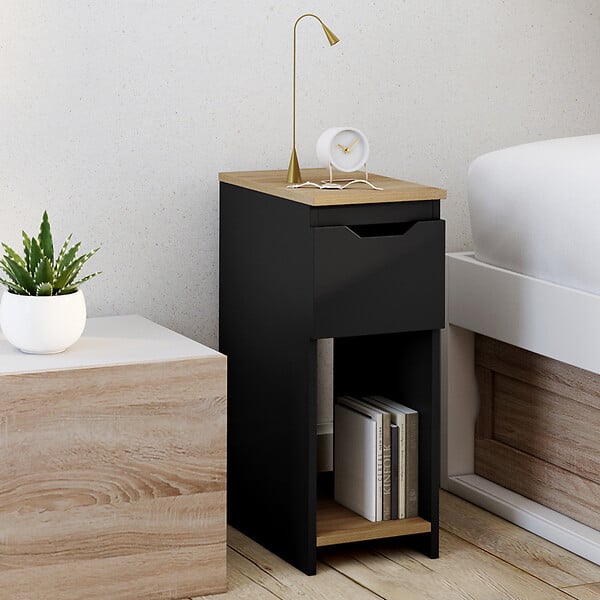 Table De Chevet Vicco Irma Noir – Moderne, 3 Tiroirs, MDF/aggloméré