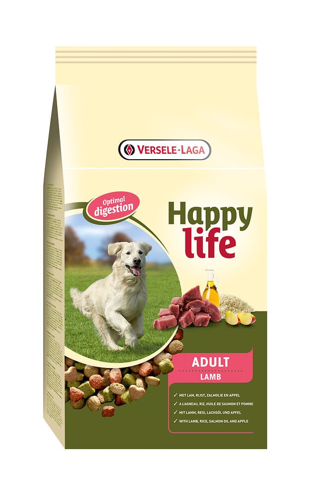 HAPPY LIFE - Aliment varié à base d'agneau - chiens adultes vitaux - large