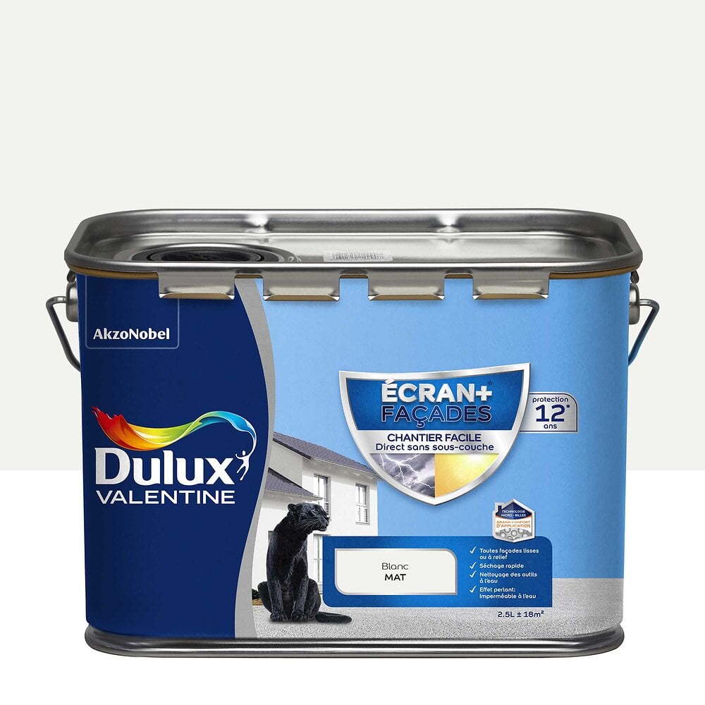 DULUX - Peinture extérieure Ecran + Façades Chantier Facile Blanc BW 2.5 L - large