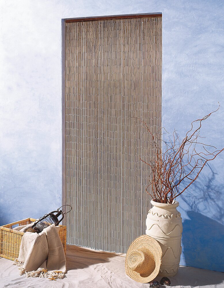 MOREL - Rideau de porte bambou - Naturel Acajou Vernis - 90x200cm - large