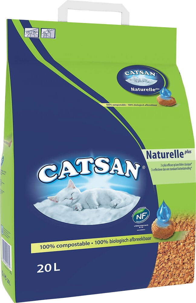 catsan naturelle plus litière végétale pour chat 20l