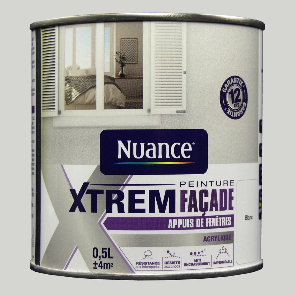 NUANCE - Peinture façade Xtrem - Appuis de fenêtres - Acrylique - Blanc - 0.5L - large