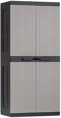 armoire haute en resine - gris et noir - 89x54x190cm