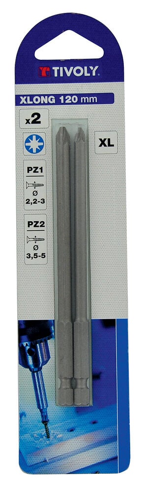 TIVOLY - Embout torsion pour vis 120mm PZ n.1-2 Lot de 2 - large