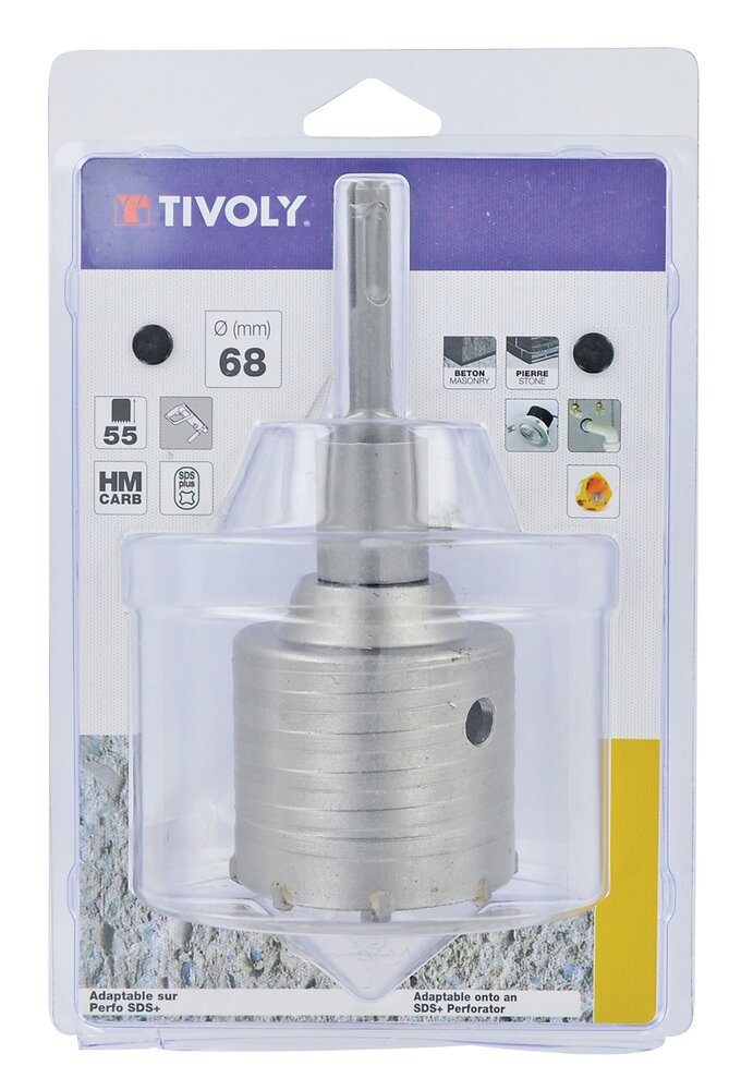 TIVOLY - Kit trépan carbure SDS+ D65mm - large