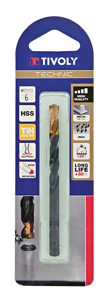 TIVOLY - Foret métal HSS TIN D2.5mm taillé meulé cyl court - large