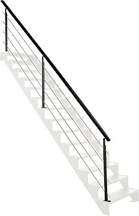 BURGER - Kit balustrade rampant pour escalier - Metal noir et inox - 4m - large