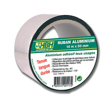 Ruban adhésif en aluminium pour l'étanchéité et l'isolation thermique, 50 m  x 50 mm - Adhésifs techniques, Chatterton®