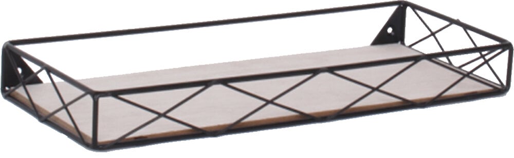 etagère rectangle creuse - métal - bois noir - 40x15x4cm