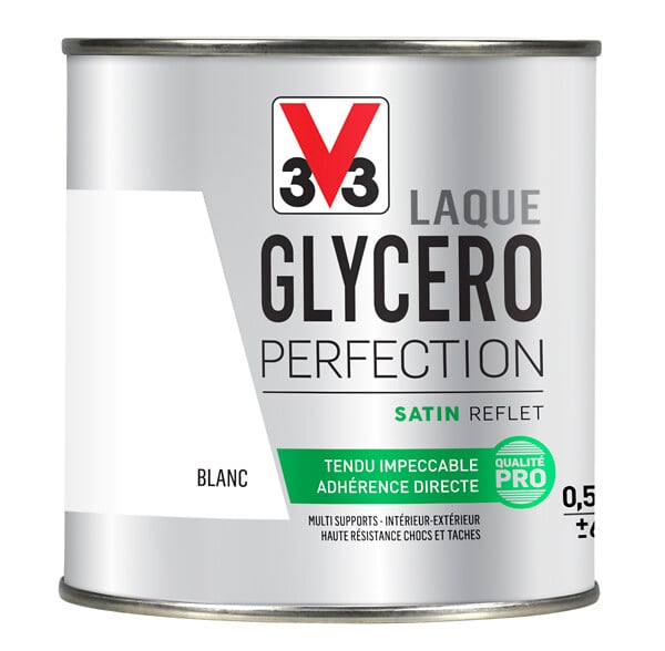 Peinture laque glycero Blanc satin 500 ml, 1430992