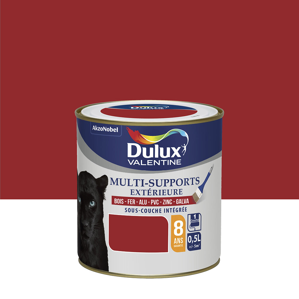 DULUX - Peinture extérieur - Rouge - Satin - Multi-support  - 0,5L - large