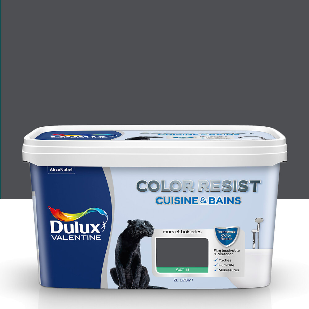 DULUX - Peinture Color Resist Cuisine&Bains - Satin - Smoky - 2L - large