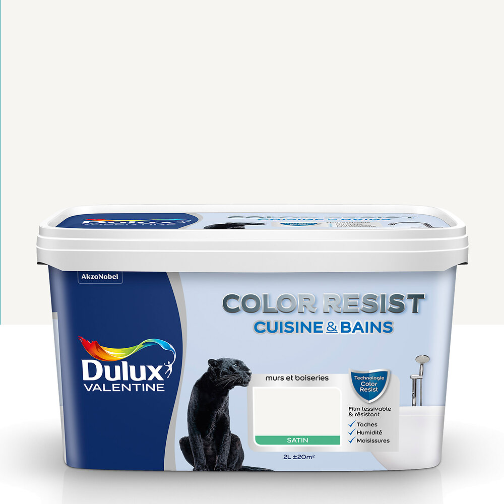 DULUX - Peinture Color Resist Cuisine&Bains - Satin - Blanc - 2L - large