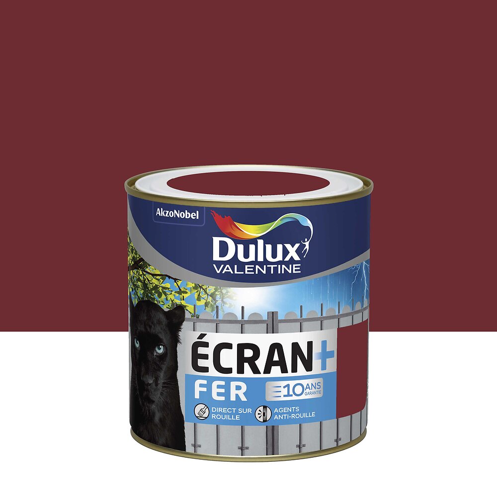 DULUX - Peinture Ecran+ Fer - Rouge basque RAL3004 - Brillant - 0,5L - large