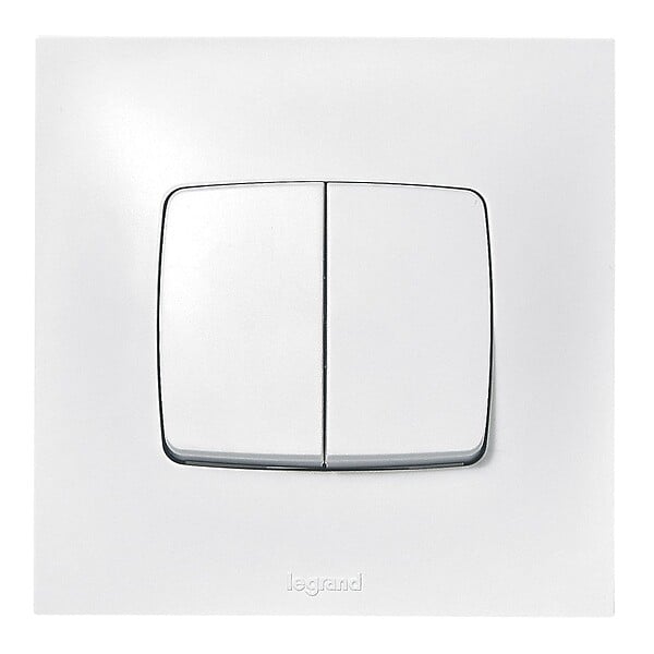 Interrupteur Double Va-et-vient / Poussoir Legrand Neptune - Blanc - Occasion
