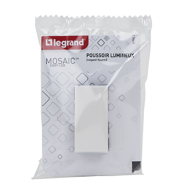 LEGRAND - Poussoir lumineux avec voyant Mosaic Easy-Led 6A 1 module - blanc - large