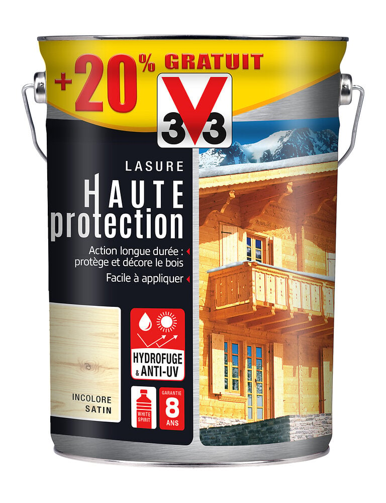V33 BOIS - Lasure bois à haute protection incolore - 6L - large