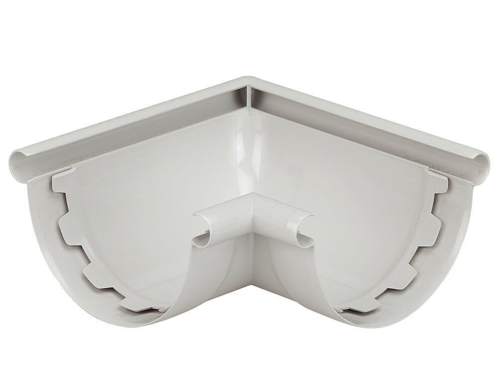 WAVIN - Angle intérieur / extérieur 90° gouttière PVC demi-ronde 25 gris clair - large