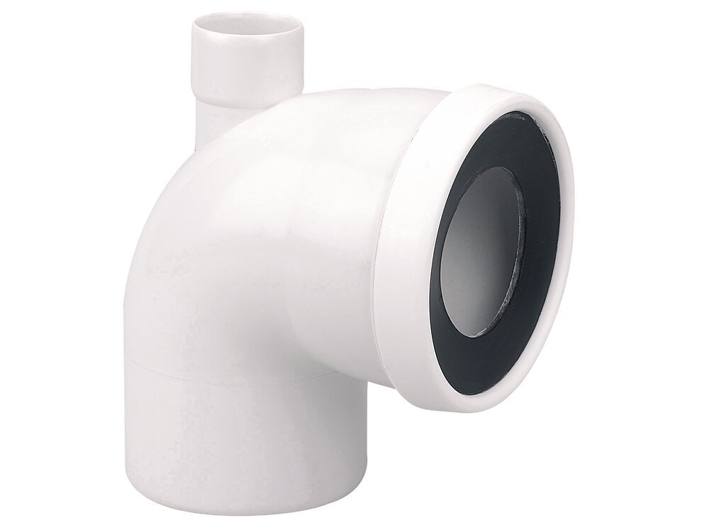 WAVIN - Pipe WC PVC courte FF DN100 avec entrée additionnelle DN40 - large